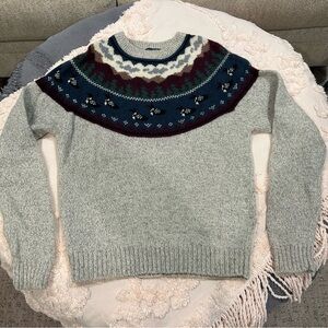 Vintage Women's Woolrich Gray Fair Isle Duck Sweater